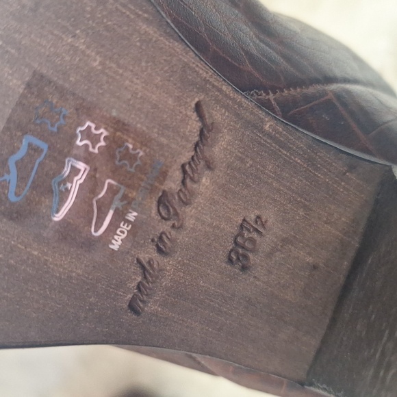 Free People Tall Brown Crocodile Embossed Boots - Picture 9 of 14